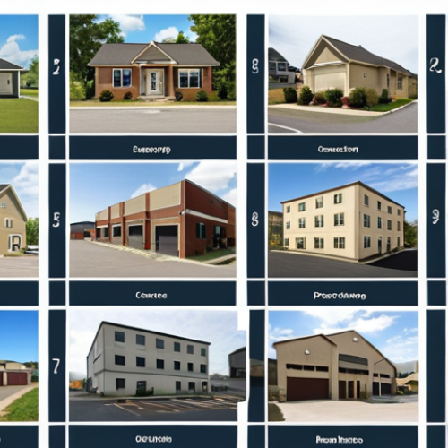 A diverse real estate portfolio showcasing residential, commercial, and industrial properties in different geographic locations. The image should convey financial security and growth.