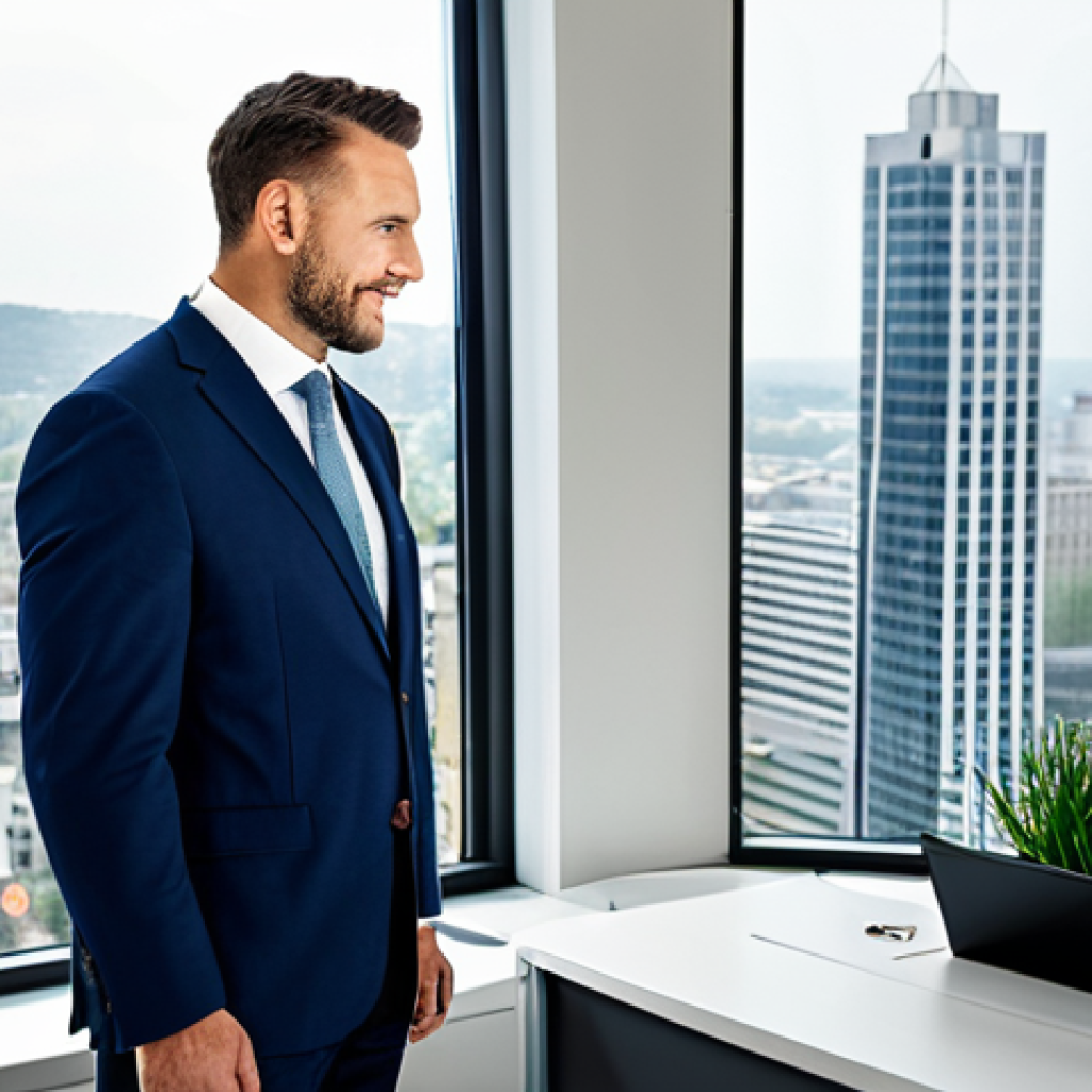 Experienced Real Estate Guide**

"A fully clothed, professional male real estate advisor in a modern office, discussing market trends with a client. Modest business attire. Background: cityscape visible through the window. Safe for work, appropriate content, perfect anatomy, natural pose, professional."

**