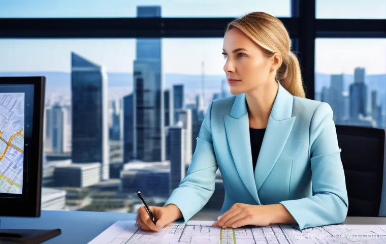 부동산 투자와 위험 관리 전략 - Image Prompt 1: The Analyst's Vision - Strategic Market Research**