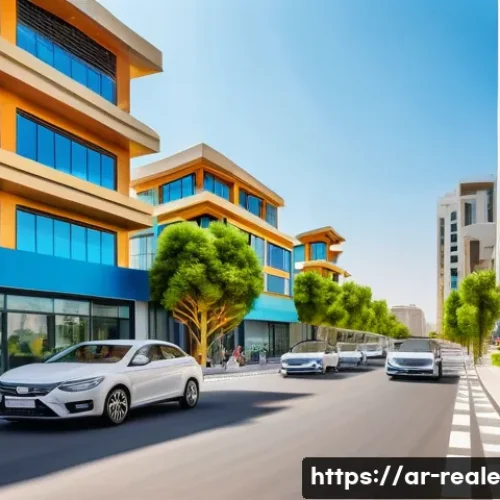 Home 31 부동산 투자 시 판단 기준 - A modern real estate investment scene set in a bustling emerging Middle Eastern city, featuring a ne...