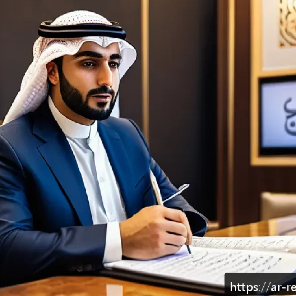 부동산 투자 시 필요한 전문가 상담 - A professional Middle Eastern real estate expert in traditional business attire, attentively listeni...